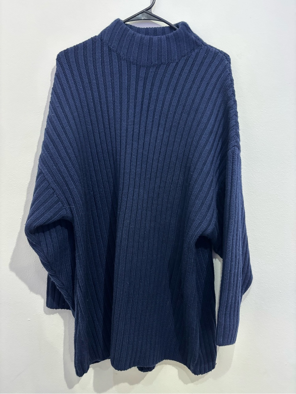 STAUD Navy Chunky Sweater Wool Dress Size M